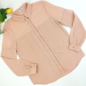 TOBI Blush Pink Semi-Sheer Blouse Size Large